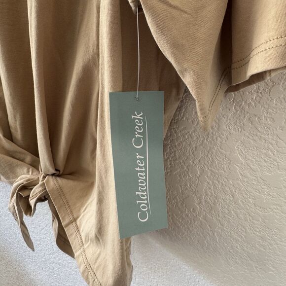 Coldwater Creek 1X Women’s Shortsleeve Wrap Top Sand Tan Color Classic Capsule - Picture 2 of 9